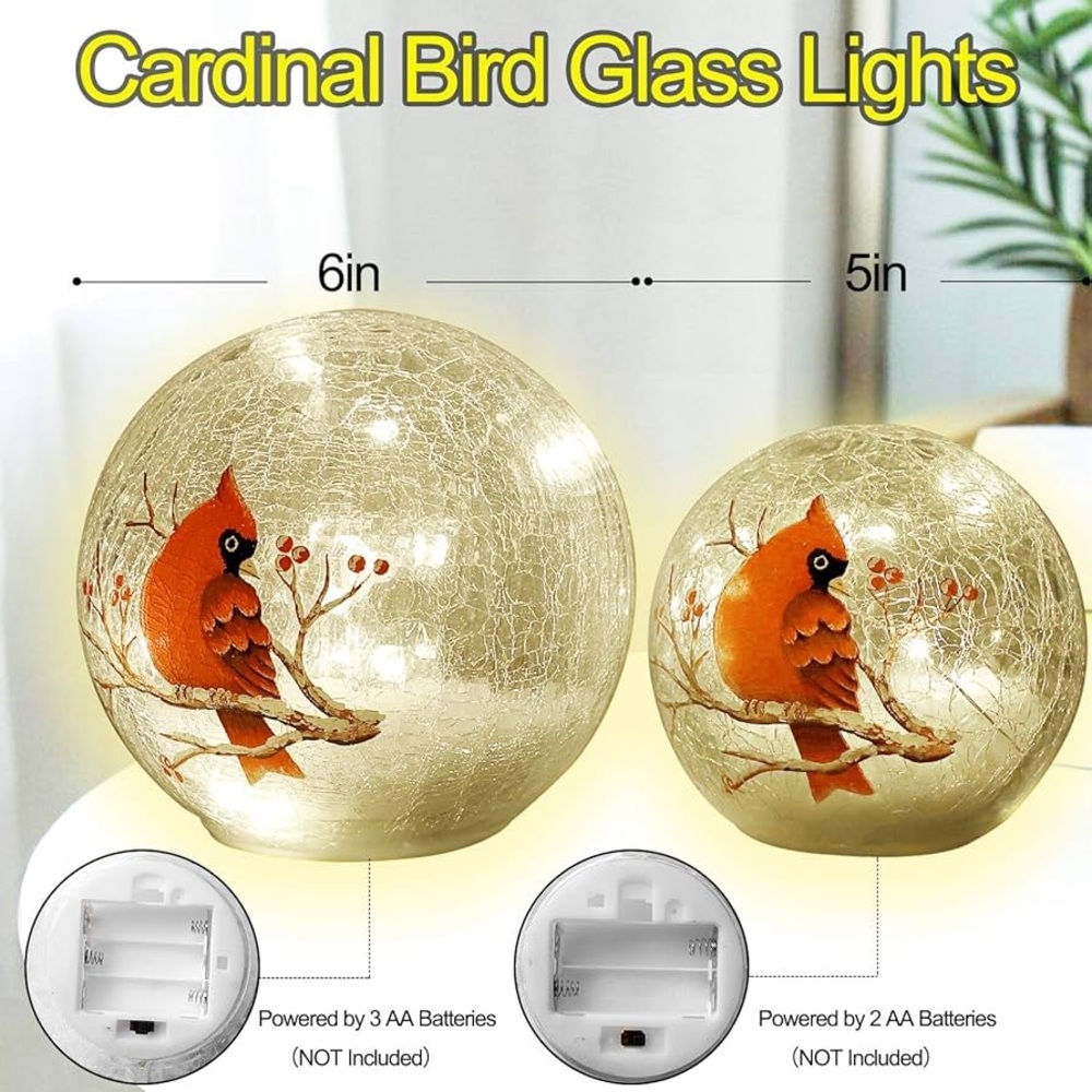 Cardinal Crackle Glass LED Light Set - Picture 4 of 9